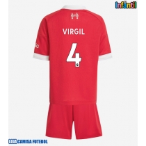Camisa de Futebol Liverpool Virgil van Dijk #4 Equipamento Principal Infantil 2025-26 Manga Curta (+ Calças curtas)